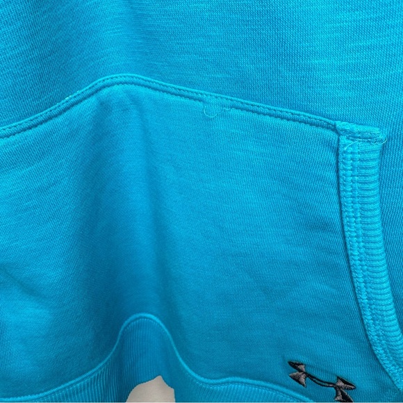 Under Armour Semi Fitted Blue 1/4 Zip Pullover Hooded Sweater Size Medium - Picture 10 of 12